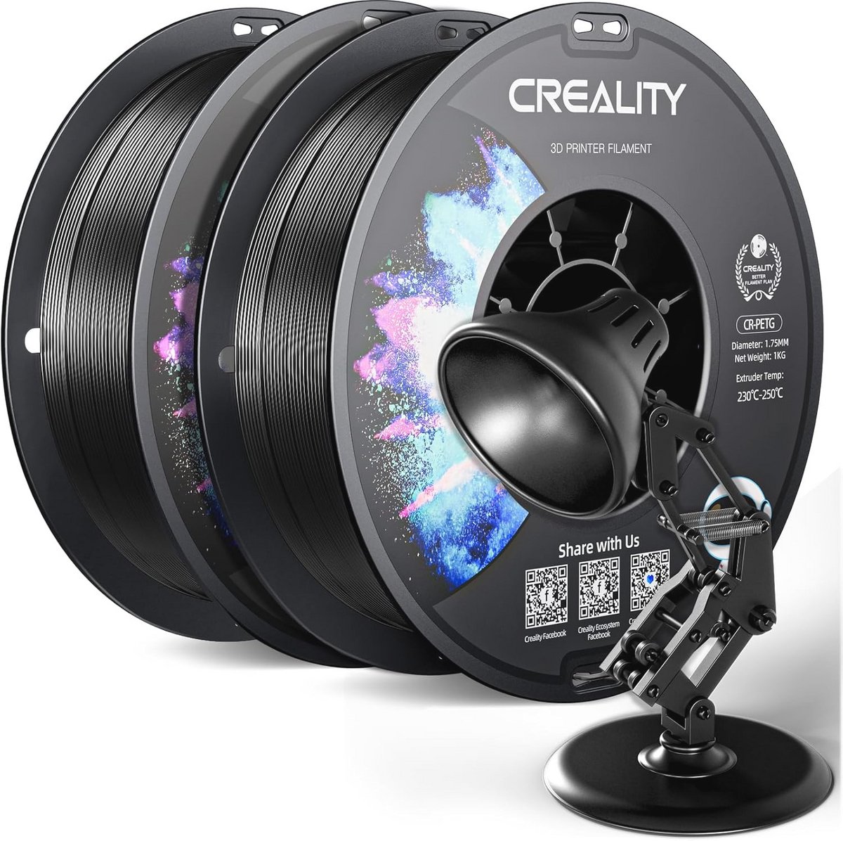 PETG Filament 1.75mm Zwart - 2kg Hoge Precisie voor 3D Printer