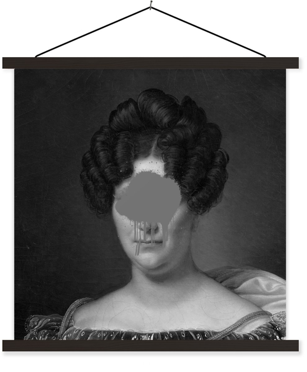 Posterhanger incl. Poster 40x40 cm - Schoolplaat - Portret - Kleding - Verf - Textielposte