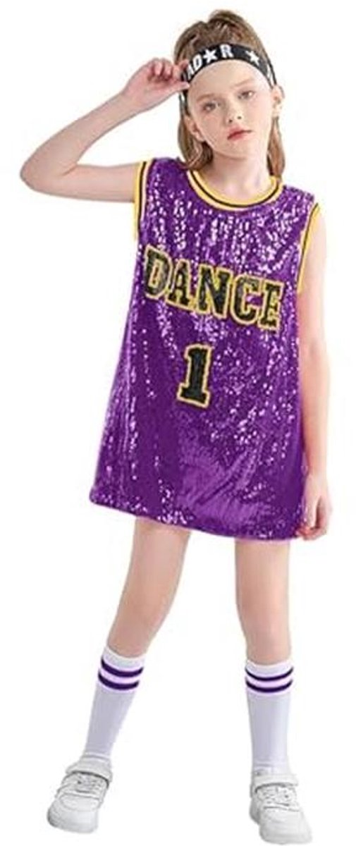 Meisjes Pailletten Danskostuum Hip Hop Dans Outfit 116-122