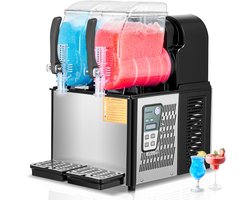 Commerciële Slushmachine, 4l X 2 Dubbele Tank Bevroren Drankmachine, 32-Kops Roestvrijstalen Margarita Smoothie Slushmachine voor Thuisfeesten, Restaurants, Cafés en Bars