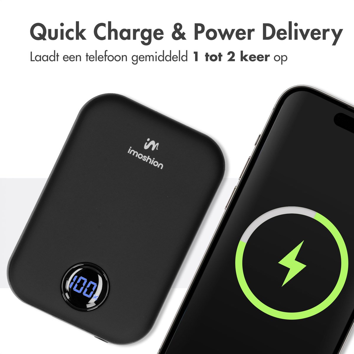 imoshion Powerbank 10000 mAh Zwart - afbeelding 2