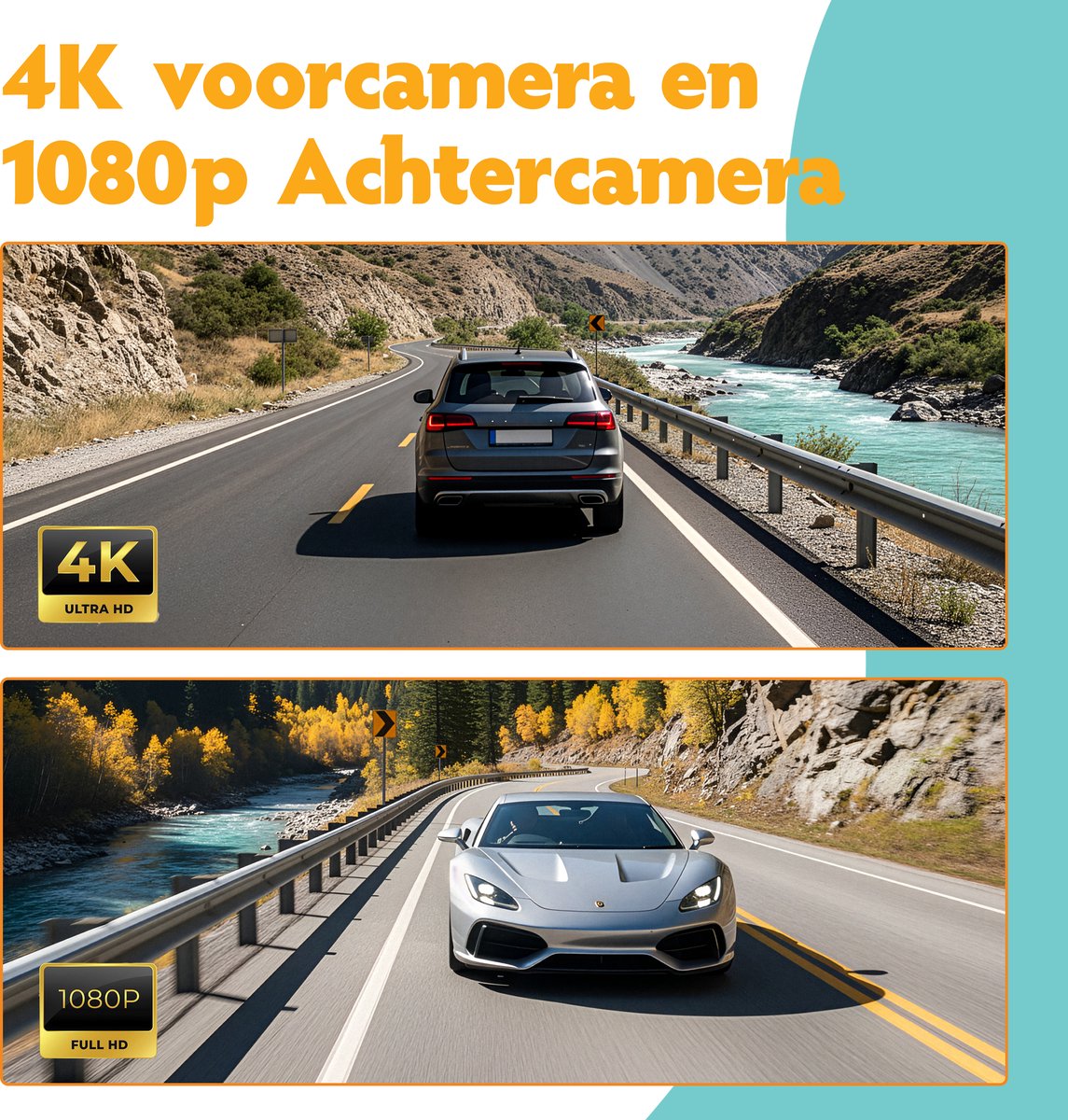 Pora&Co Dashcam 4K Ultra HD – 3 Inch LCD Scherm – Auto Camera met Nachtzicht & Loop Recording – foto 5