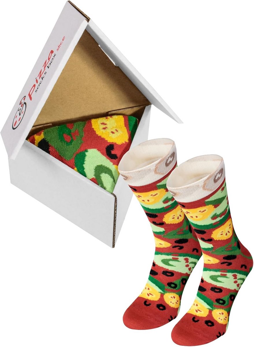 Grappige Pizzasokken Vegetarisch in Cadeaubox - Unisex Katoen Sokken
