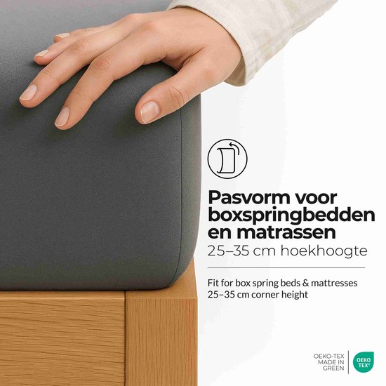 etérea Hoeslaken Extra Jersey 240x220 cm - Oekotex - 100% coton - jusqu'à 35 cm - Grijs