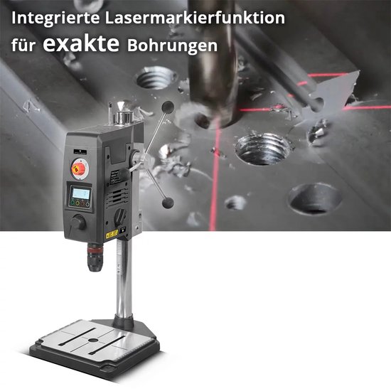 Zwarte boormachine met geïntegreerde laserfunctie voor exacte boringen in metaal.