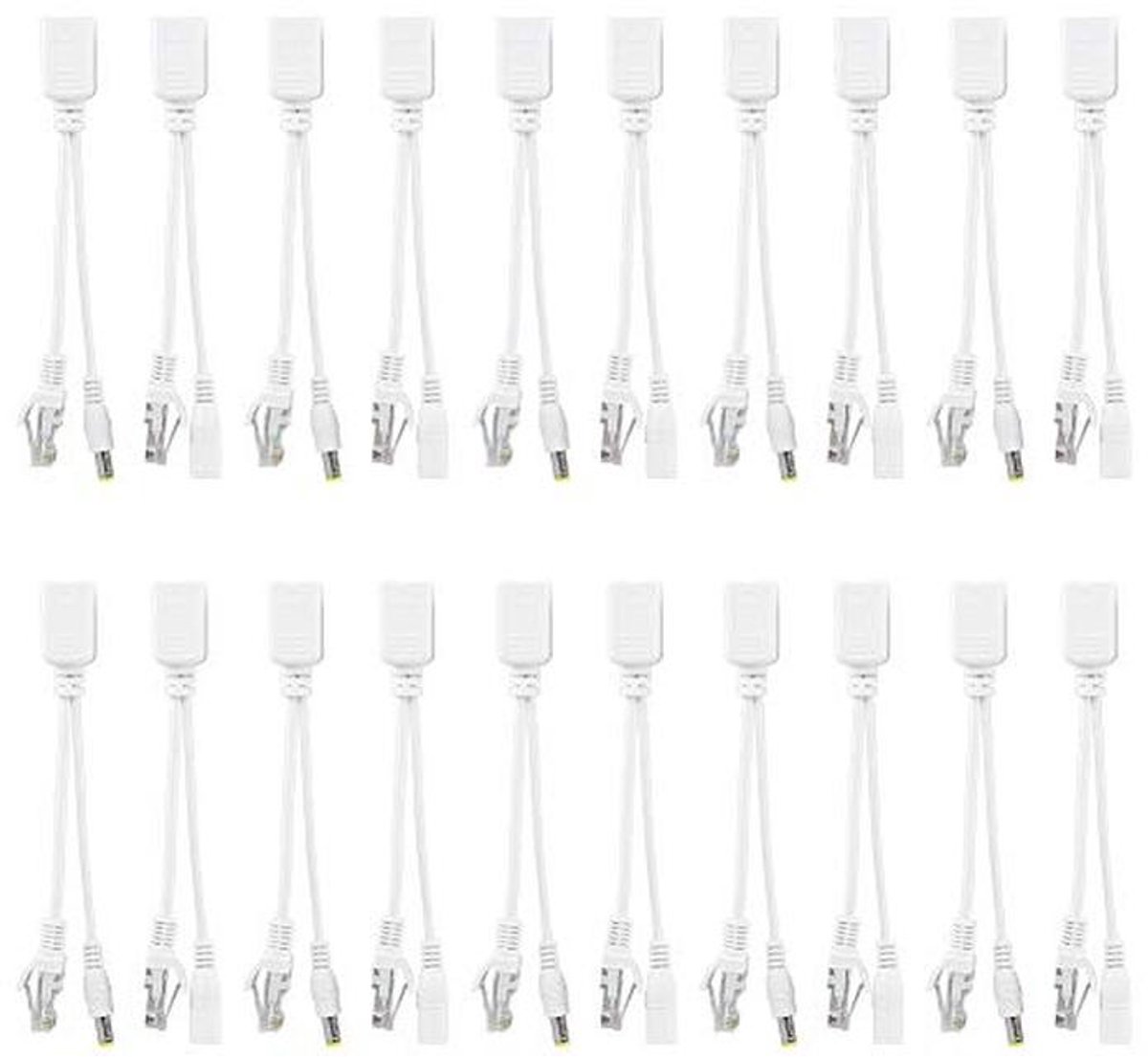 10 Pairs IP Camera POE RJ45 Kabel - Voedingsadapter Injector en Splitter DC 12V