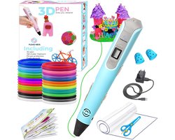 Fleau Kids 3D Pen Starterspakket Blauw XXL - 150m Filament - 30 Kleuren Vullingen - 2025 USB-C model + Vele Extra's - Knutselen en Tekenen - 3D Printen - Tekenset
