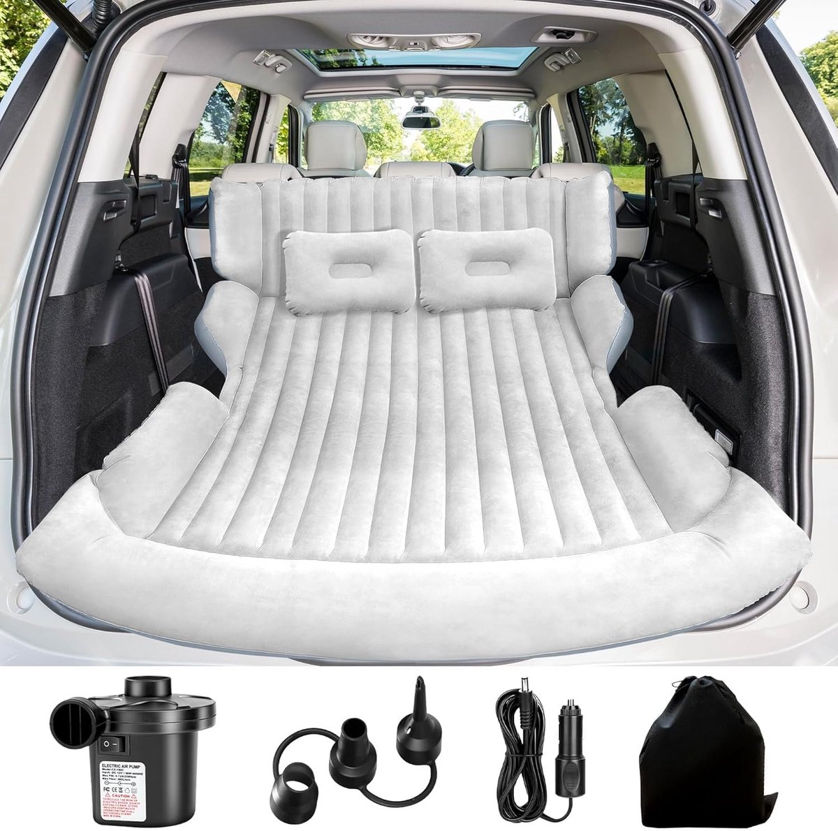 Opblaasbaar Luchtbed voor Auto en SUV - Draagbaar Matras met Pomp voor Kamperen en Outdoor
