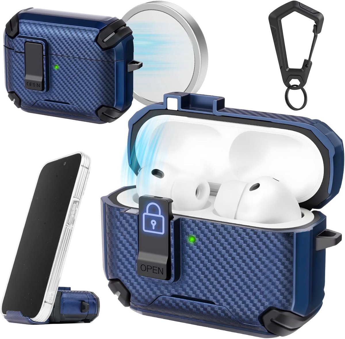 Schokbestendige Oplaadcase voor AirPods Pro 3 met Standfunctie en Magneetsluiting