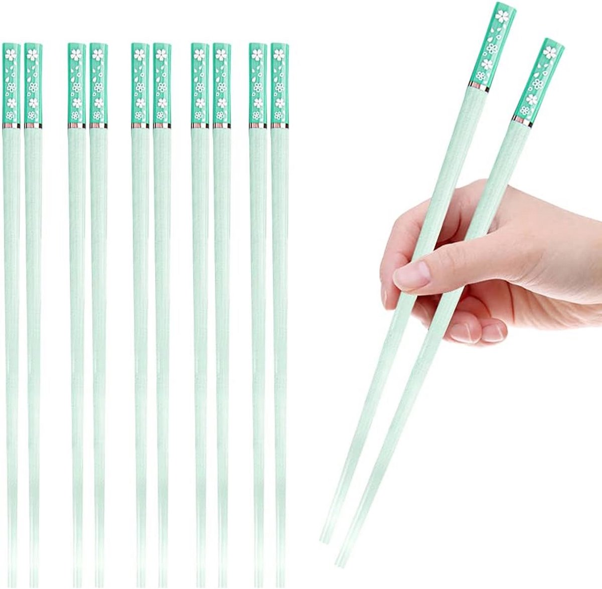 5 Paar Herbruikbare Eetstokjes Glasvezel - Antislip & Vaatwasserbestendig - Japans & Koreaans Stijl