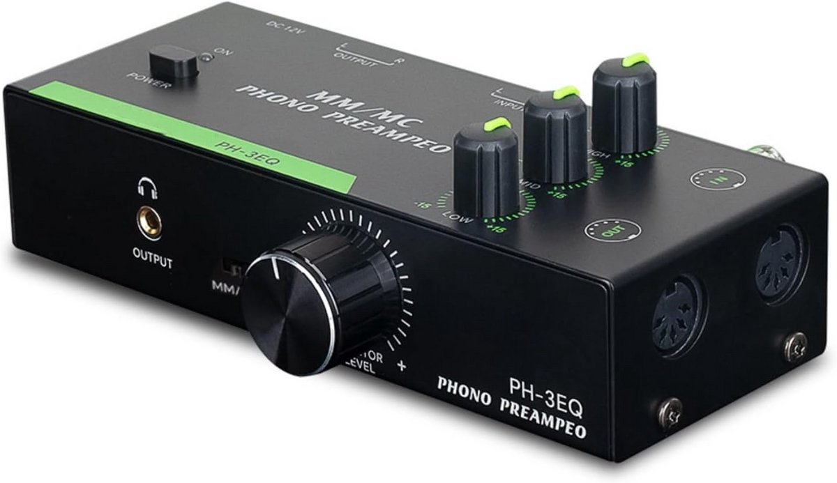 Phono Voorversterker met XLR - Laag Ruis Niveau & 3 Bands EQ voor Draaitafel (MM/MC)