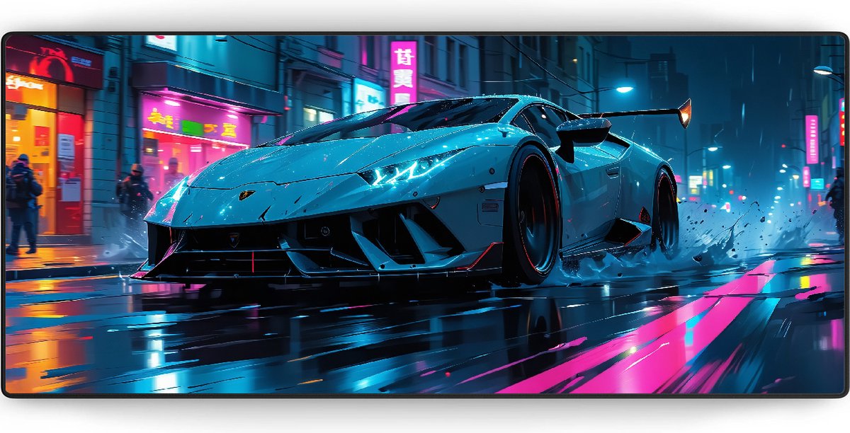 Muismat xxl - Neon Burnout - Gaming - 900 x 400 x 3 mm - Antislip