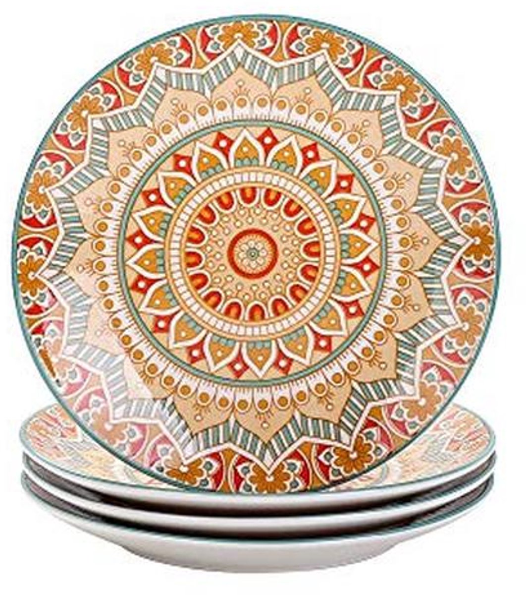 Boheemse 4-delige Taartbordenset - Porselein Dessertborden Ø 21,2 cm
