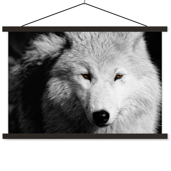 Fermer voir loup en noir et blanc affiche textielposter lattes noires 60x40 cm