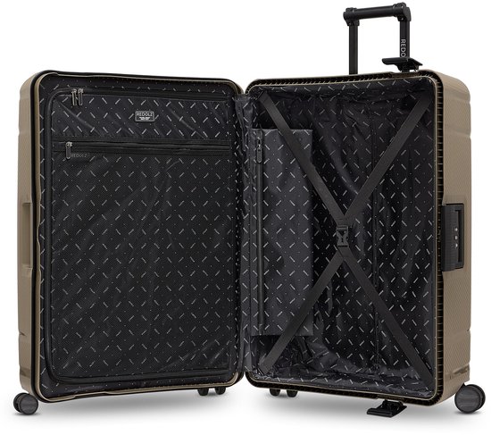 Redolz Essentials 15 4-wiel trolley 75 cm met driepuntsbevestiging - Harde bagage - TSA slot - cool beige