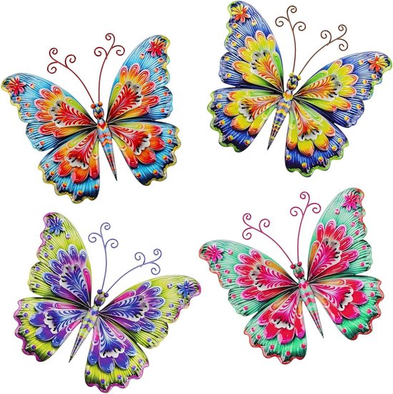 Tuindecoratie vlinder van metaal roze/zwart 48 cm Tuindecoratie vlinder van metaal roze/zwart 48 cm