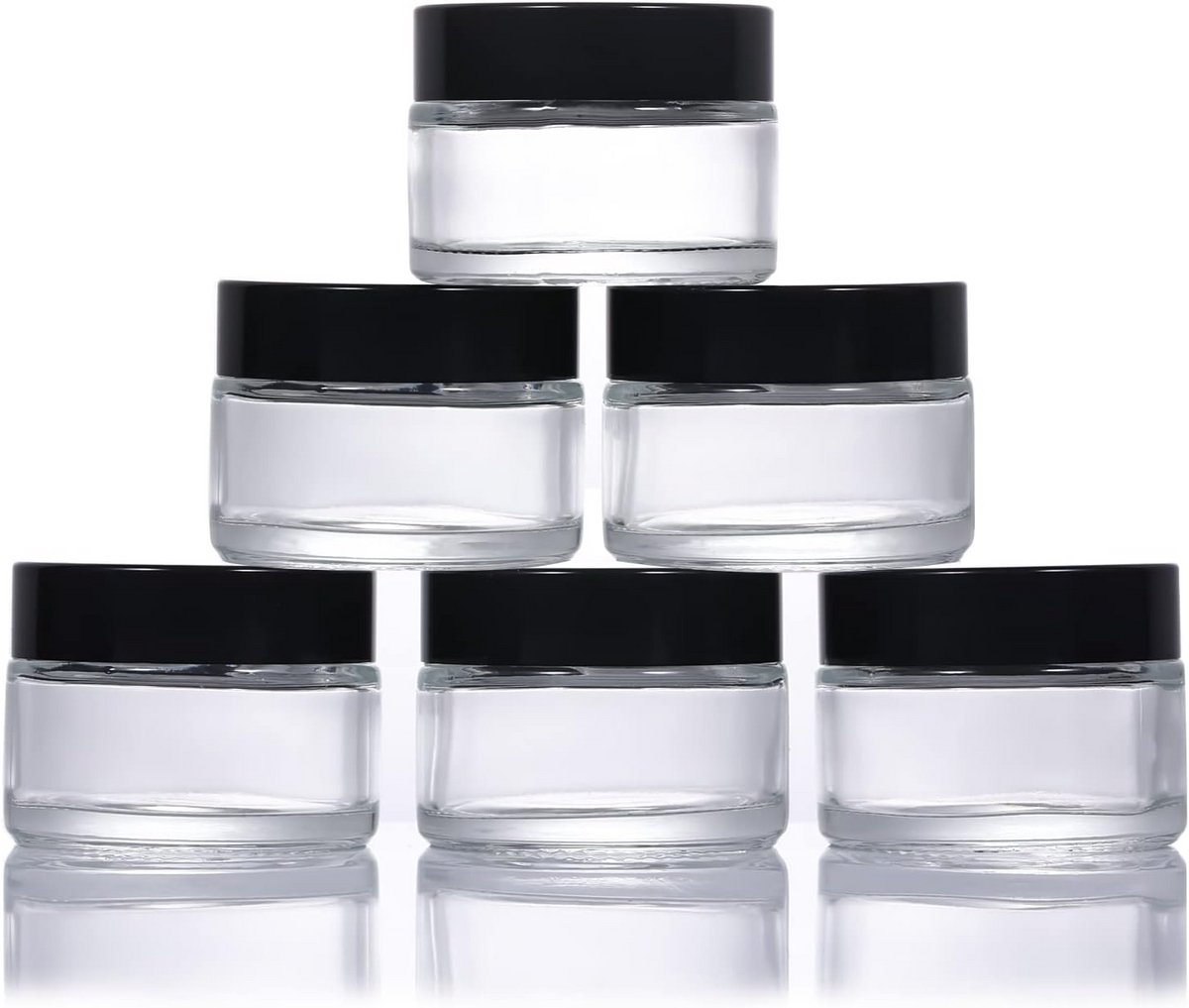 6x Glazen Cosmeticablikjes 30ml Navulbaar met Schroefdeksel