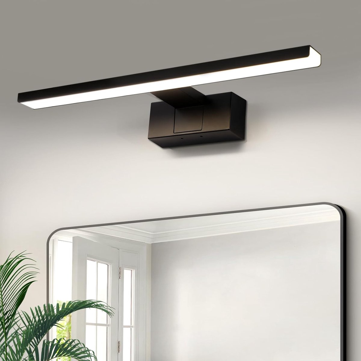 Glitzerlife LED Spiegellamp Bad - Modern IP44 Wandlamp - Neutraal Wit Licht 4000K - Spiegelleuchte 40 cm - Zwart Metaal & Acryl - Badkamerverlichting 40CM 4000K