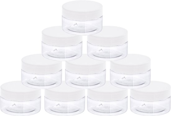 Pot 100ml Vide 1x - Pot en Plastique PET avec Couvercle à Visser Cosmétique - Rechargeable