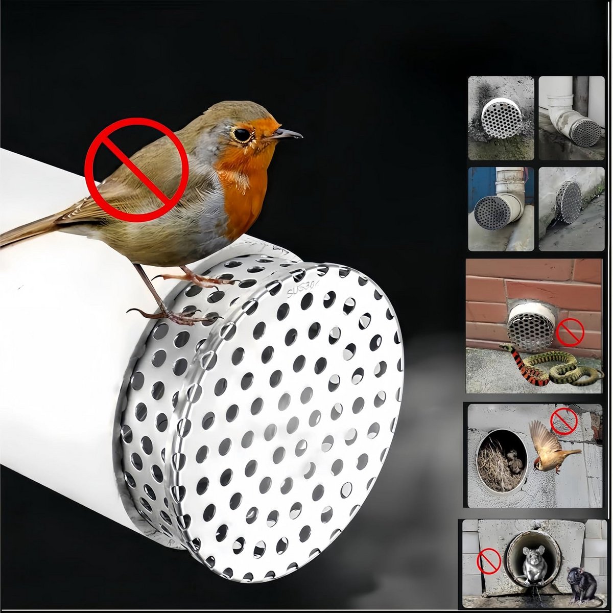 Roestvrijstalen Regengoot Downspout Beschermers van 11 cm - Effectieve Blad- en Dierenbescherming