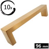 10X Handgreep RVS Goud 96mm Atlanta - Greepjes - Handgreep - Handgrepen keukenkastjes - Handvatten - Meubelgreep Goud - Handgrepen voor deurtjes