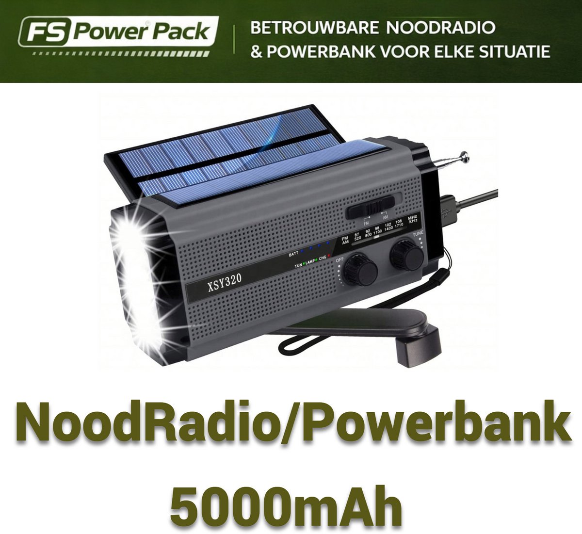 Noodpakket! 5000mAh Powerbank & Zonndepaneel Duurzaam FS - afbeelding 2