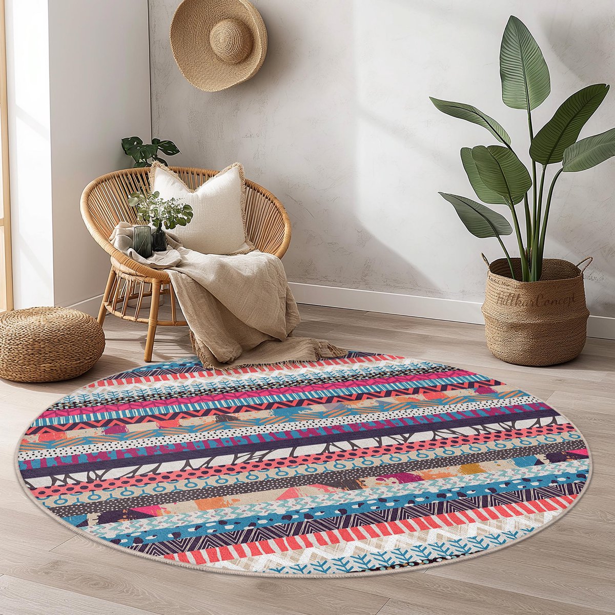 Mila Home - Tapijt Vloerkleed Rond - Wasbaar - Antislip - OEKO-TEX Gecertificeerd - Voor Woonkamer, Slaapkamer, Keuken & Hal - Runden 278 1