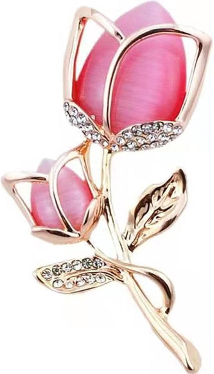 Elegante Tulp Broche van Kristal en Strass voor Vrouwen - Verfijnde Sieraden en Accessoires