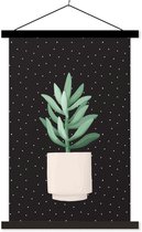 Porte-affiche avec affiche - Affiche scolaire - Plante d'intérieur - Plante succulente - Pot de fleurs - 40x60 cm - Lattes noires