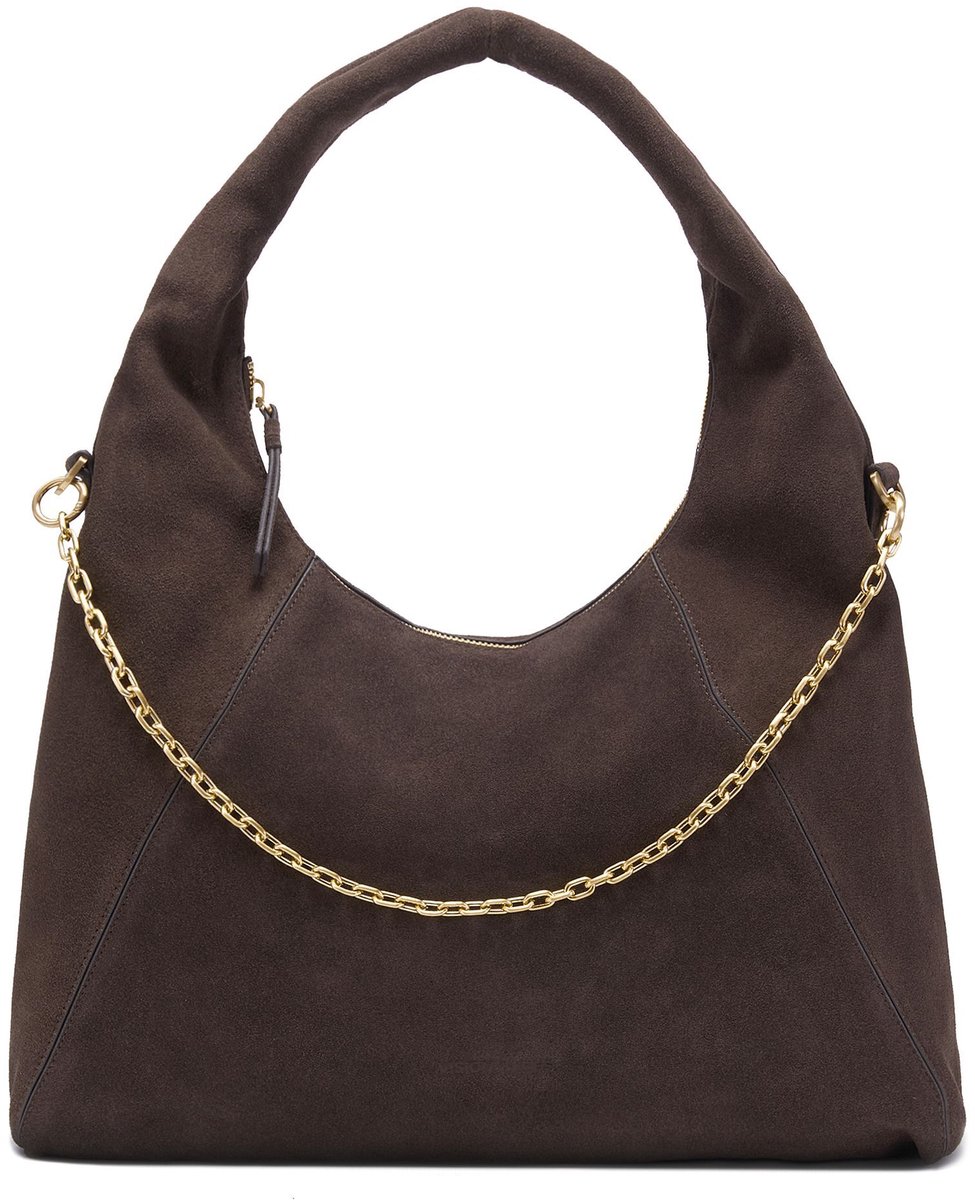 LES VISIONNAIRES Jade Cozy Chain Schoudertas Leder 38 cm - Dames - dark brown