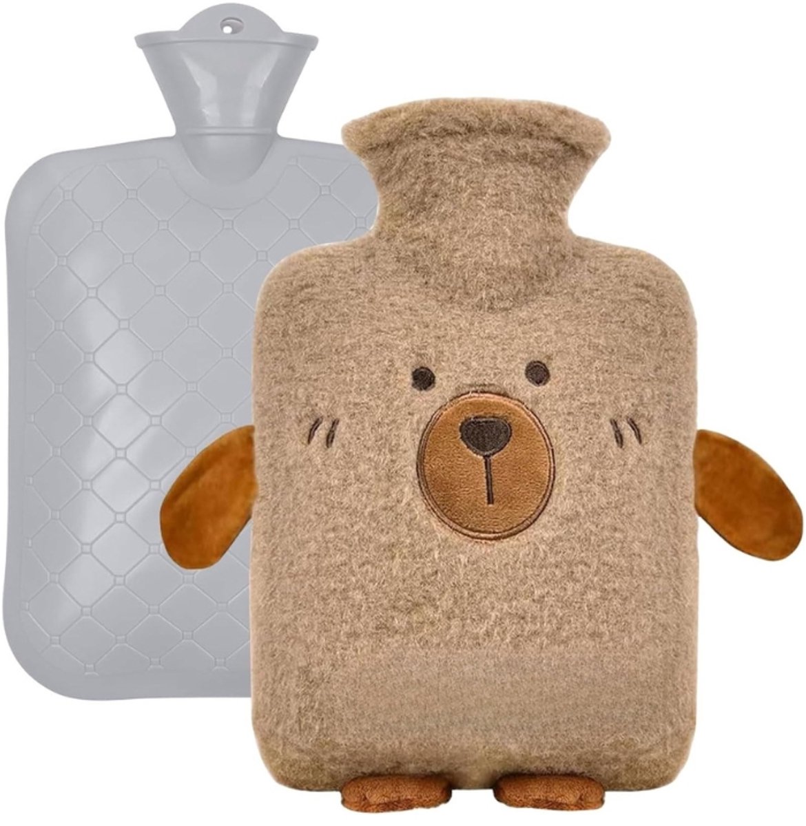 Famanu knuffeldier warmwaterkruik 1L – pluche hoes – afneembaar en wasbaar – ideaal cadeau