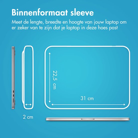 imoshion Laptop sleeve met vak - Laptop Hoes geschikt voor 13 / 13.3 / 13.6 inch - Zwart