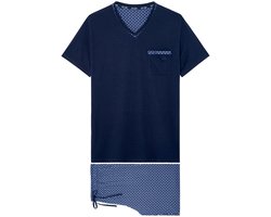 HOM - Hampton Pyjama set korte mouw/korte broek - Navy Print - mannen - S