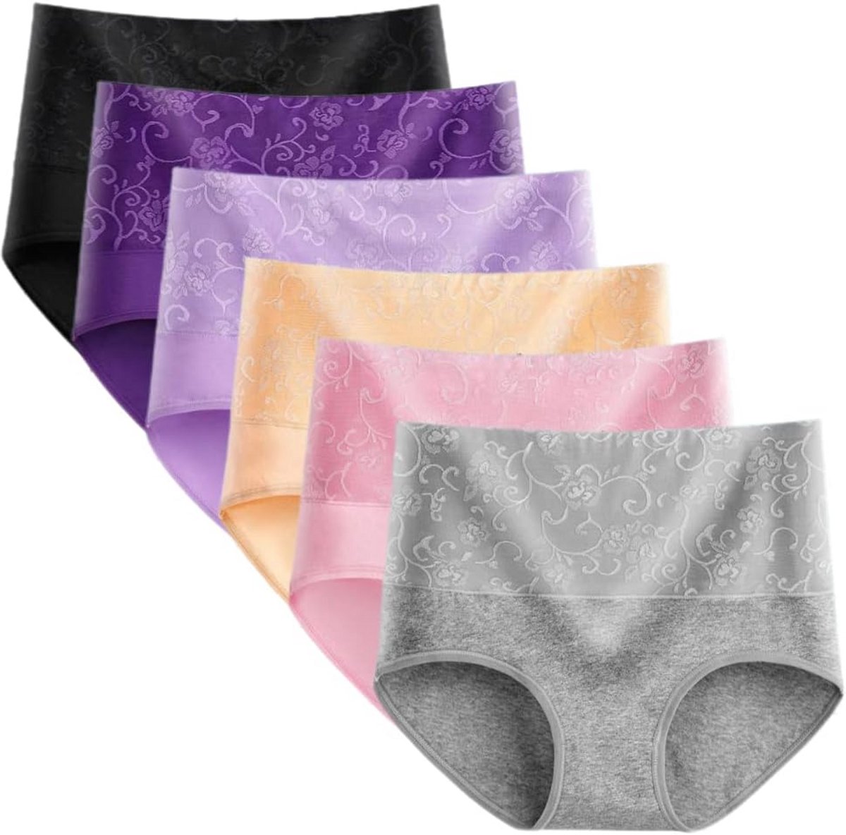 Dames slips hoge taille comfortabel katoen 6 stuks met lichte buikcontrole