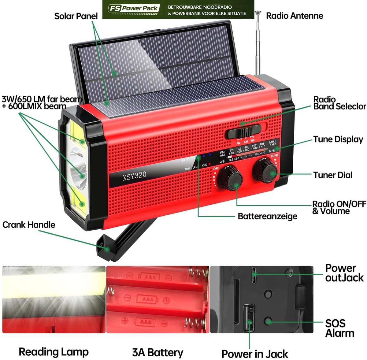 Noodpakket! 5000mAh Powerbank & Zonndepaneel Duurzaam FS - afbeelding 3