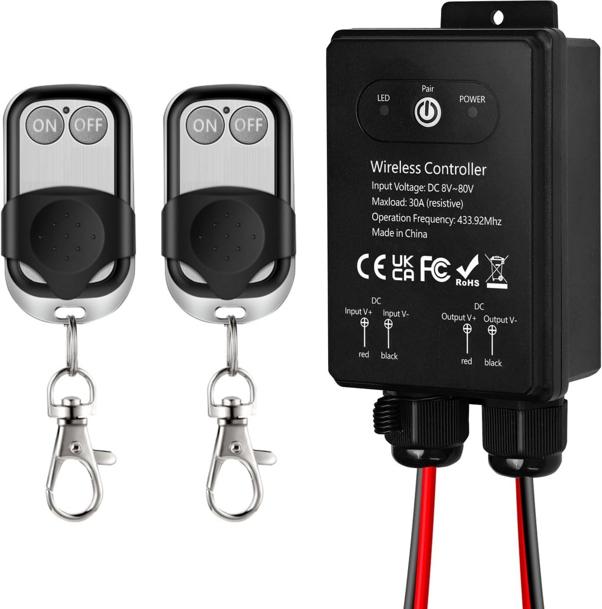 Waterdichte Draadloze Schakelaar (12V-72V DC) - 30A Relais voor Lampen en Elektrische Apparaten