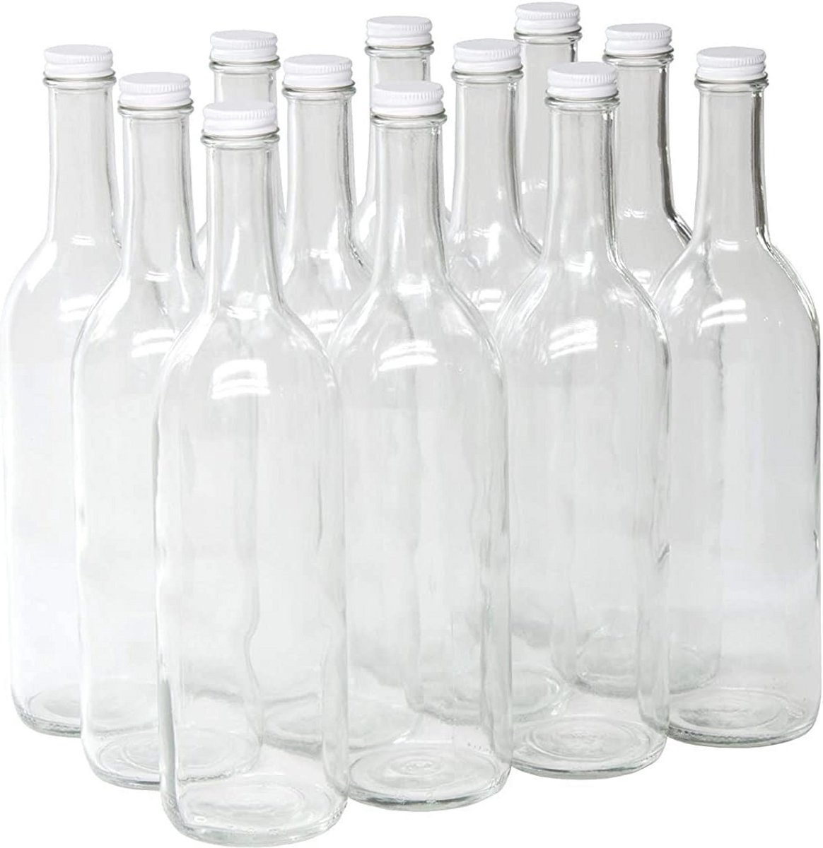 Wijnflessen van Glas, 750ml, Bordeaux-vorm, Platbodem, Inclusief Schroefdoppen