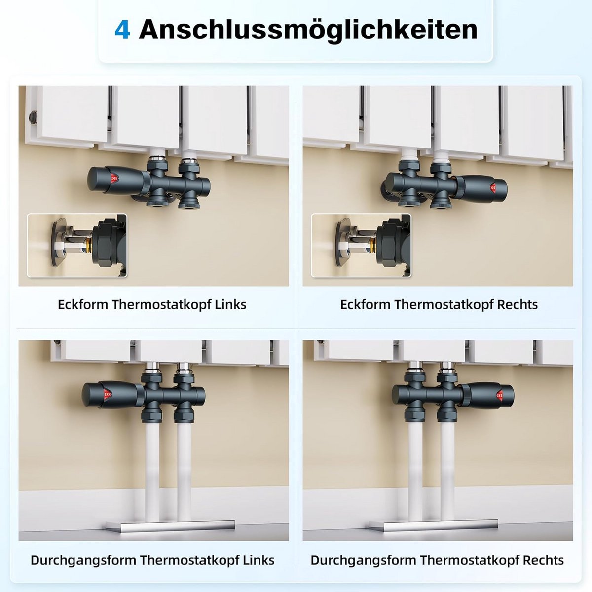 Multiblock Set voor Radiator - Hoek- en Rechtmodel Aansluitblok voor Verwarming