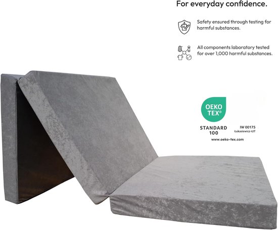 3-Delig Opvouwbaar Gastenmatras 190x90x8 cm met Afneembare Hoes - Vloermat & Speelmat van Merkloos — afbeelding 5