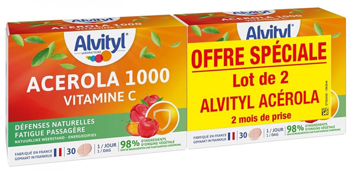 Alvityl Acerola 1000 Vitamine C Partij van 2 x 30 Kauwtabletten