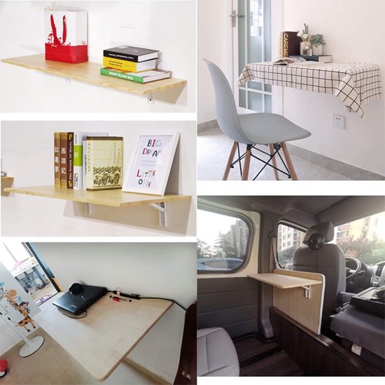 Houten wandtafel Zumi met marmeren blad en lade Houten wandtafel Zumi met marmeren blad en lade