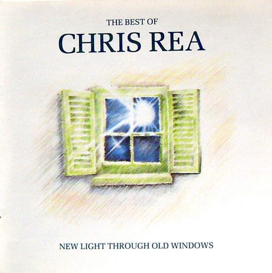 Het beste van Chris Rea: Nieuw licht door oude ramen, met een illustratie van een groen raam met luiken