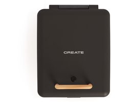 CREATE - Tosti-ijzer, grill en wafelijzer met verwisselbare platen - Zwart - Viervoudig - STONE STUDIO