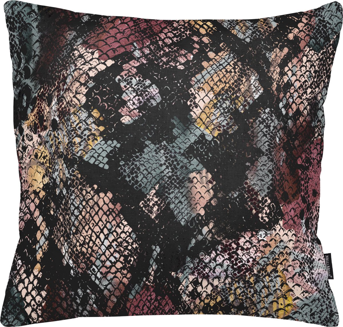 Melli Mello - Keep Me Wild Sierkussen - 45x45 cm - Velvet - Slangenprint - Grijs Multicolor