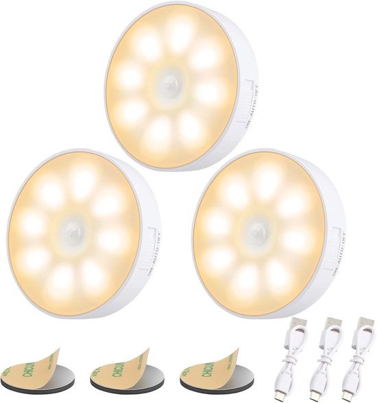 Lot De 4 Mini Veilleuses Sans Fil Alimentées Par Piles Avec Détecteur
