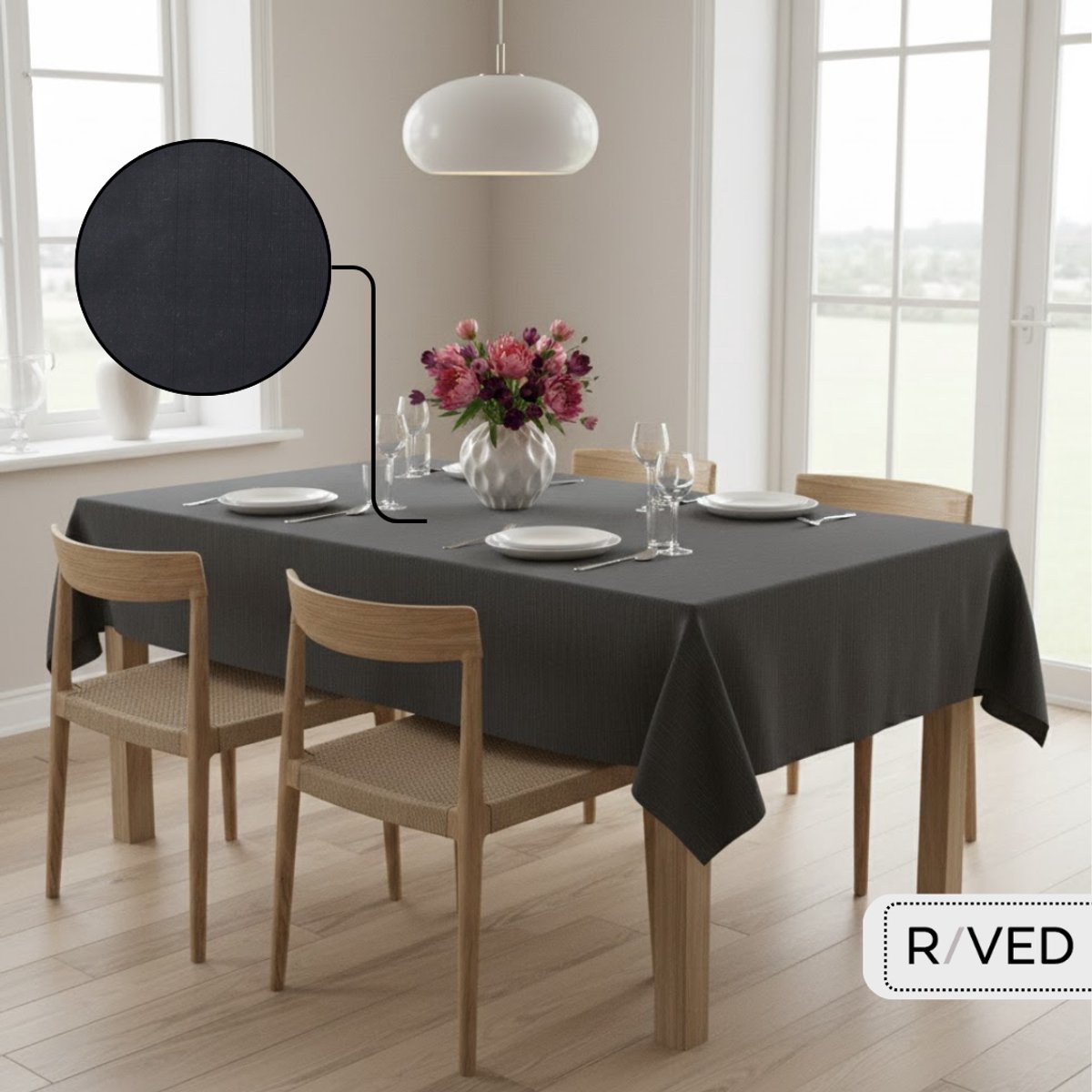Raved Tafelzeil – 140 cm x 50 cm – Zwart – Uitwasbaar & Waterdicht