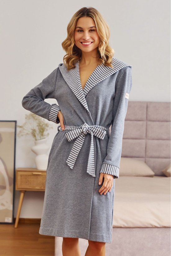 Doctor Nap Katoenen Badjas Dames Dark Grey SWW.7229 S