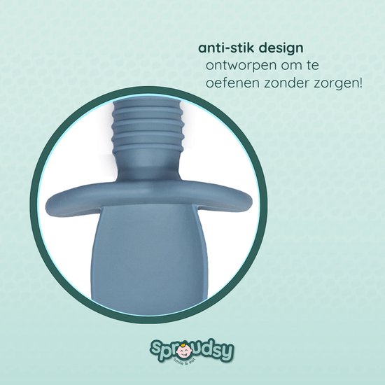 Sproudsy Couverts pour enfants - Bébé - 2 Cuillères et Fourchettes Bébé - Couverts Bébé - Sans BPA - Grijs Blauw