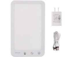 Draagbare LED-daglamp - Volledig Spectrum Zonlichtlamp - 3 Kleurtemperaturen & Traploze Helderheid - Timer en Geheugenfunctie - Voor Kantoor en Winterdepressie - Gezinsverlichting en SAD-therapielamp - Wit -240*146*17mm- 1 Stuk