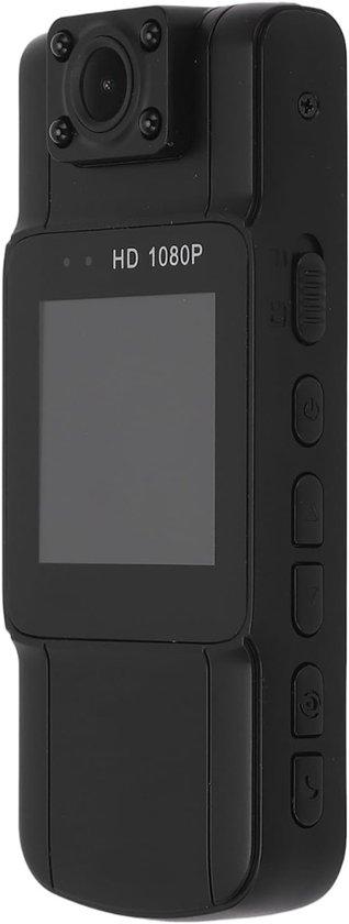 White-Label® Bodycam - Action Cam - Bewegingsdetectie - 180º Draaibare Lens - Bodycam Politie - Spycam - Full HD - Zwart